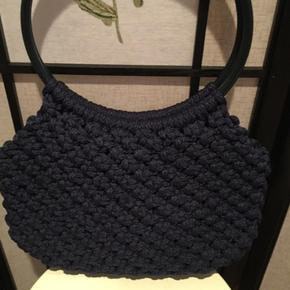 Navy Blue Crochet Bag